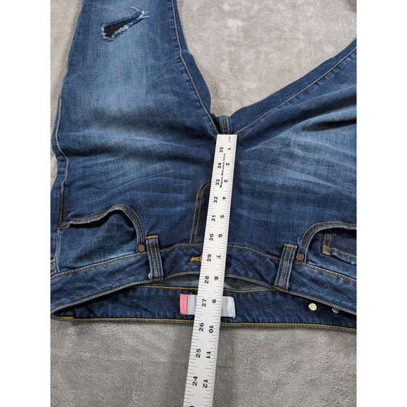 CAbi Slim Boyfriend Jeans Womens 4 Distressed Patch Stretch Blue Denim Casual - Picture 9 of 12